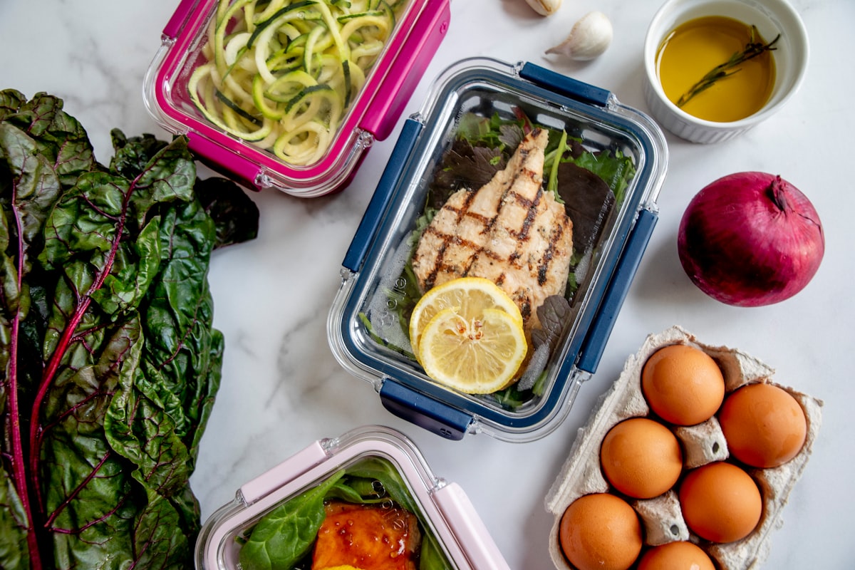 Colorful fresh ingredients and meal preparation